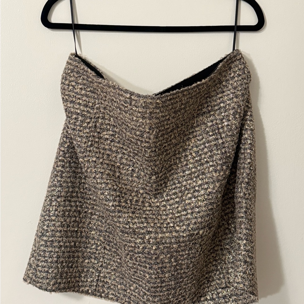 J. Crew Tweed Mini Skirt in Brown and Cream